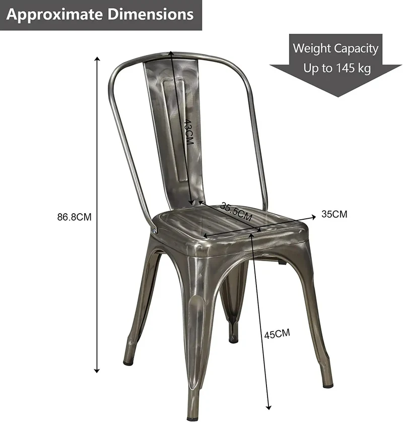 Chaise de salle à manger style industriel factory métallique gris CDS09311
