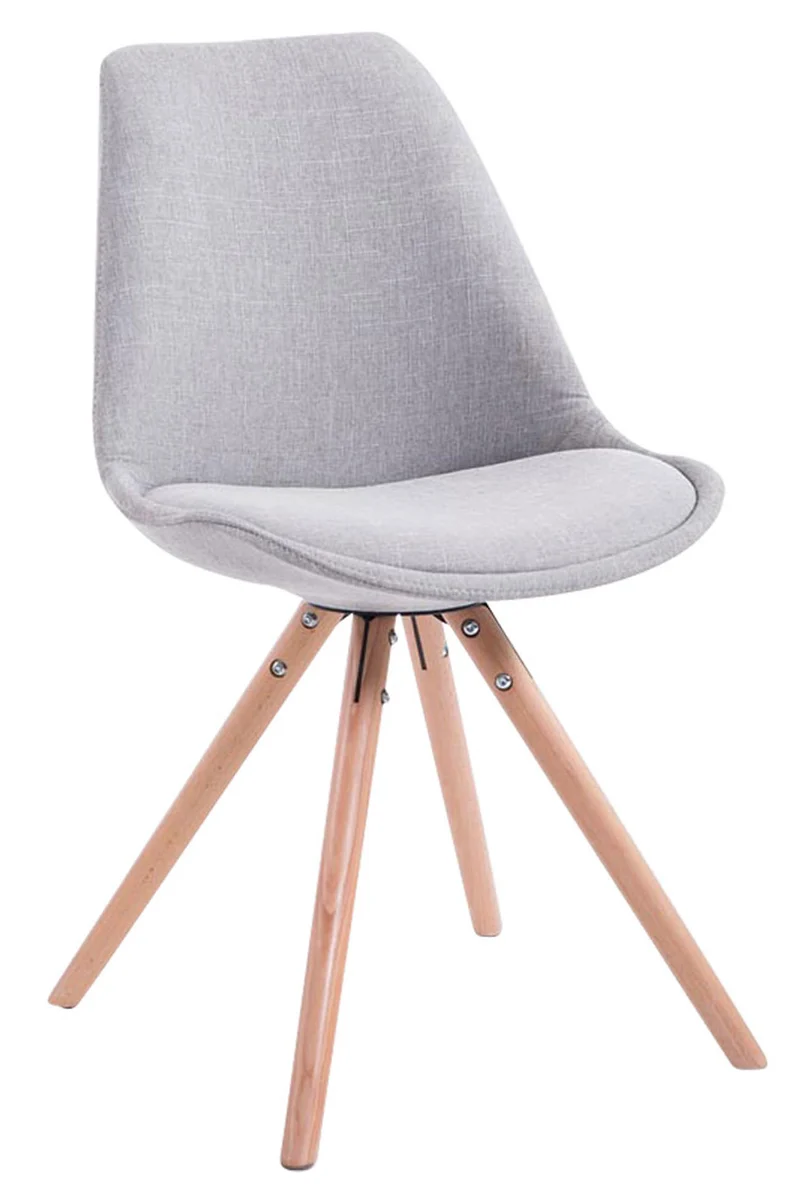 4 chaises de salle à manger style scandinave en tissu gris clair pieds rond en bois clair CDS10349