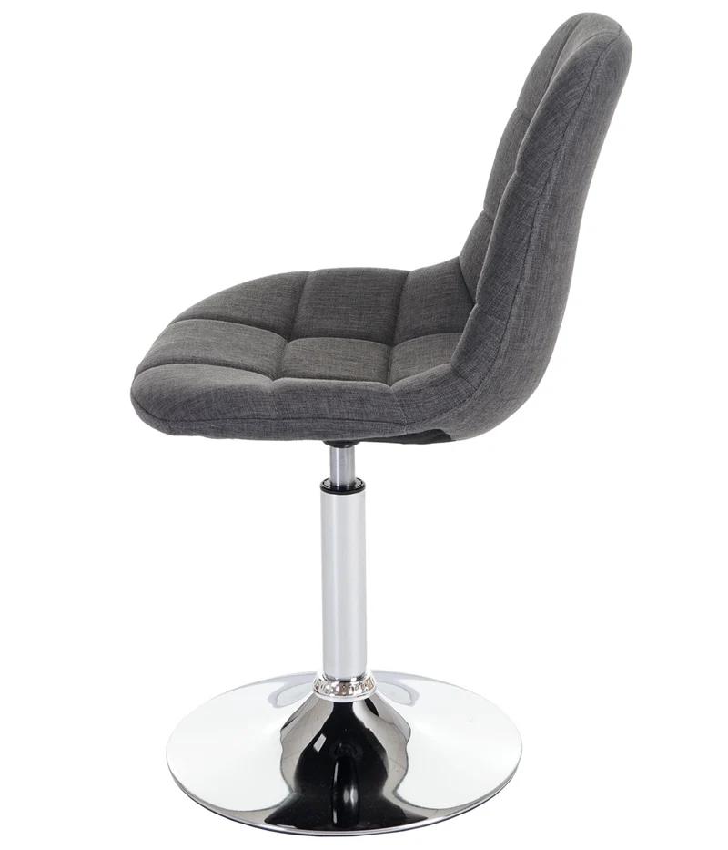 Chaise de salle à manger pivotante design rétro en tissu gris clair pieds chromé 04_0002194