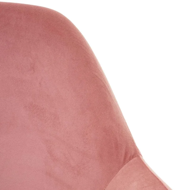 Chaise de salle à manger design rétro en tissu velours rose pieds métal dorés 04_0002225