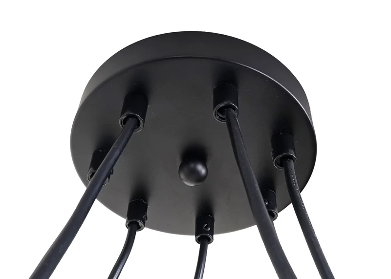 Suspension lampe suspendue lampe suspendue hauteur réglable en métal industriel noir 7x abat-jour en treillis 04_0004053