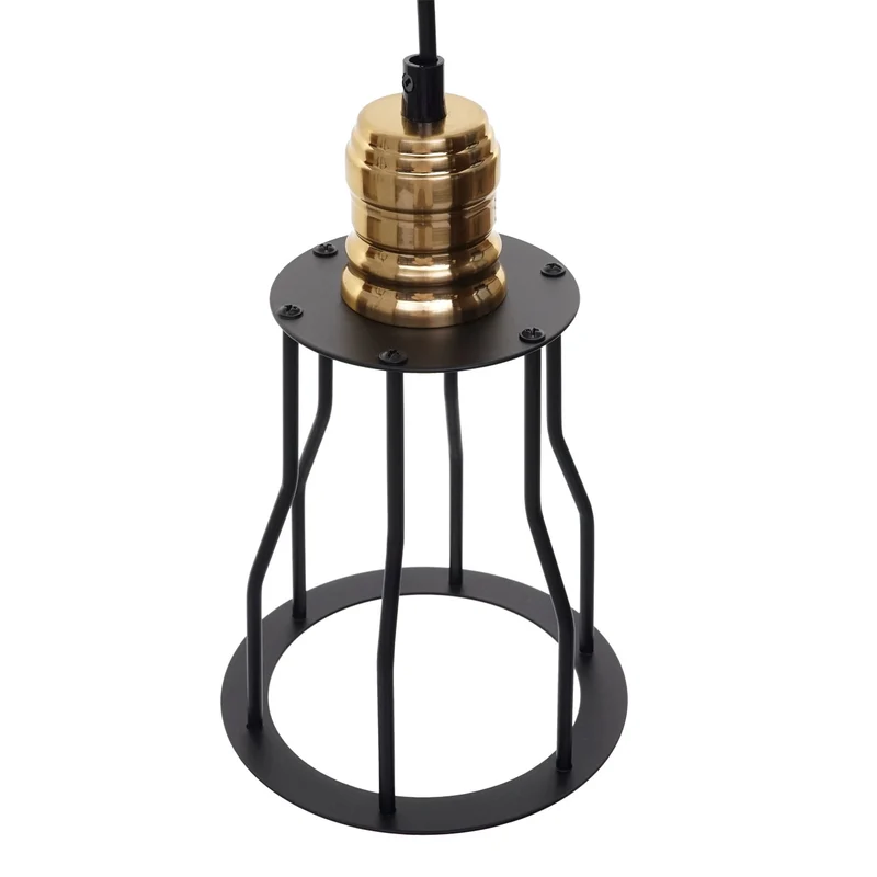 Suspension lampe suspendue lustre hauteur réglable en métal industriel noir abat-jour cage 9x 04_0004044