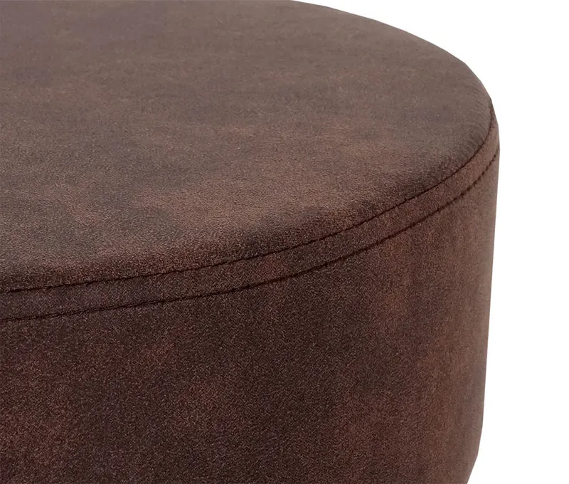 Tabouret réglable en hauteur Ø 35cm imitation daim marron foncé vintage 04_0005330