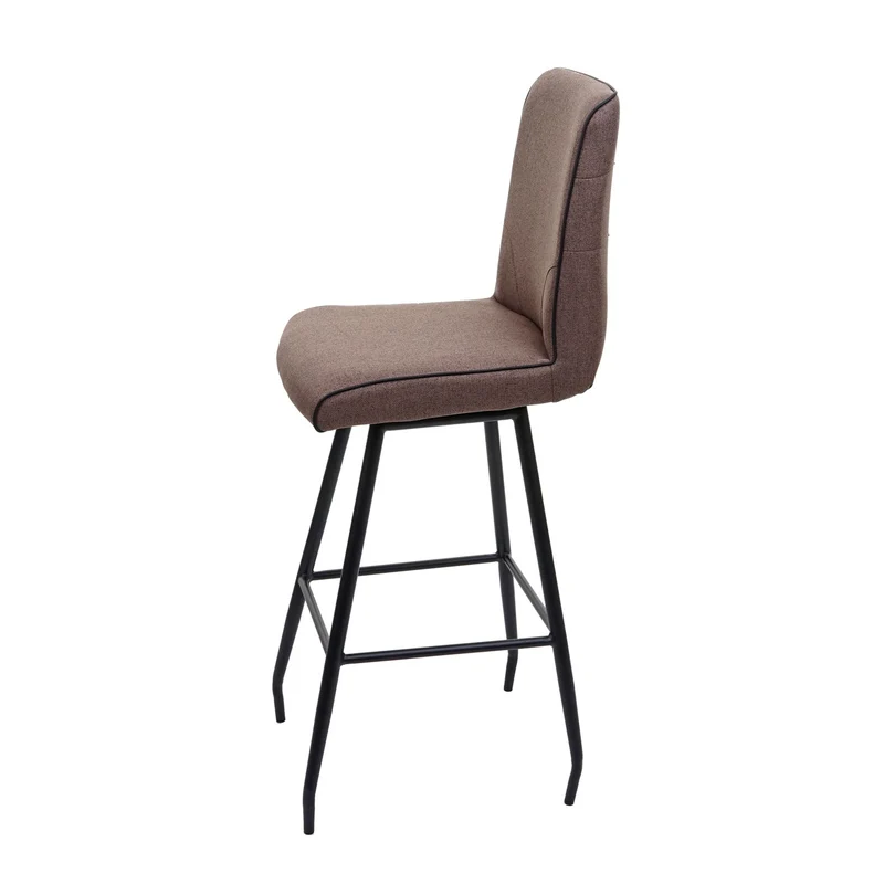 Tabouret de bar avec repose-pieds en acier et tissu marron design moderne 04_0005287