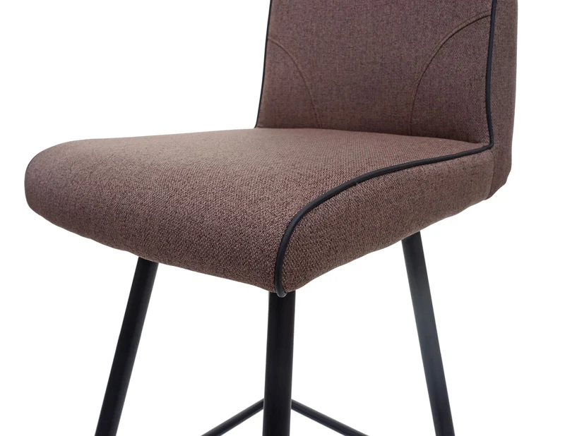 Tabouret de bar avec repose-pieds en acier et tissu marron design moderne 04_0005287