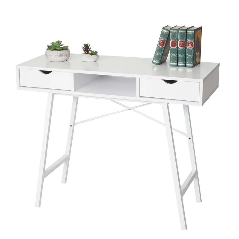 Table de bureau console table d'appoint certifiée FSC 100x40cm blanc 04_0005054