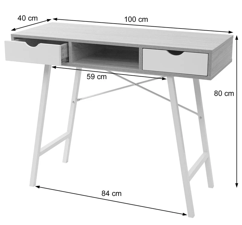 Table de bureau console table d'appoint certifiée FSC 100x40cm blanc 04_0005054