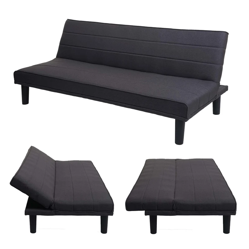Canapé-lit d'invité convertible fonction couchage tissu gris anthracite 04_0001621
