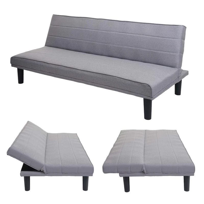 Canapé-lit d'invité convertible fonction couchage tissu gris 04_0001620