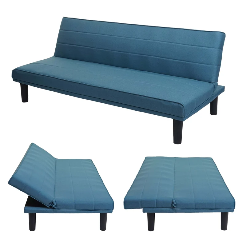 Canapé-lit d'invité convertible fonction couchage tissu bleu 04_0001619