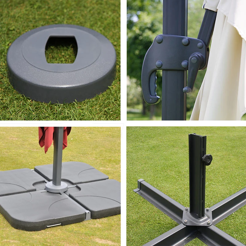 Parasol professionnel restaurant pour jardin terrasse 3x3m (Ø4,24m) polyester aluminium/acier 23kg crème sans pied 04_0003966
