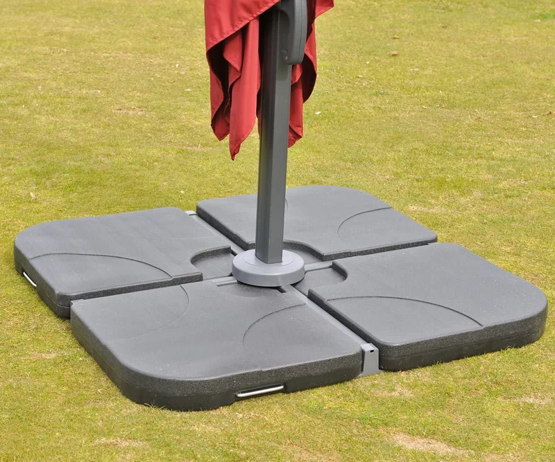 Parasol de restauration 3x3m (Ø4,24m) polyester aluminium/acier 23kg anthracite avec pied 04_0003292
