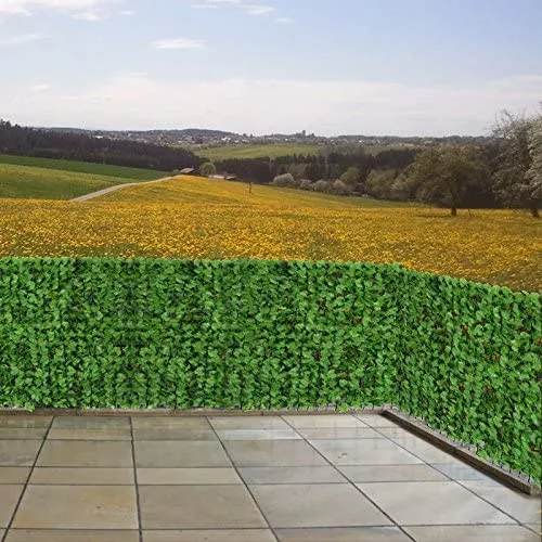 Brise-vue clôture haie artificielle pour balcon revêtement de protection contre le vent pour balcon et terrasse 300x150cm feuille brillante 04_0001089