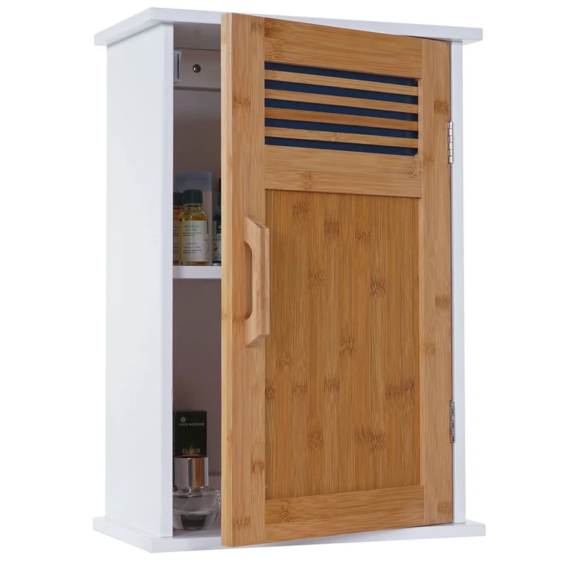 Armoire murale de salle de bain en bambou 52x35x21cm blanc 04_0001503