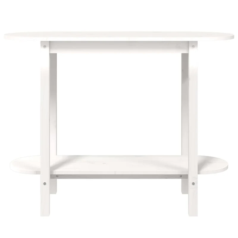 Table console étagère de rangement 110 x 40 x 80 cm bois de pin blanc DEC031284