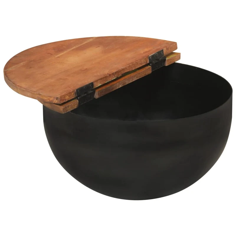 Ensemble de deux tables basses tables d'appoint en bois récupération massif et fer noir DEC031267