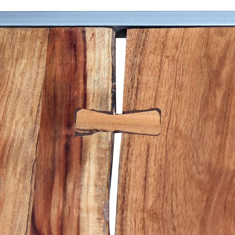 Ensemble de deux table basse en bois d'acacia et acier DEC031241