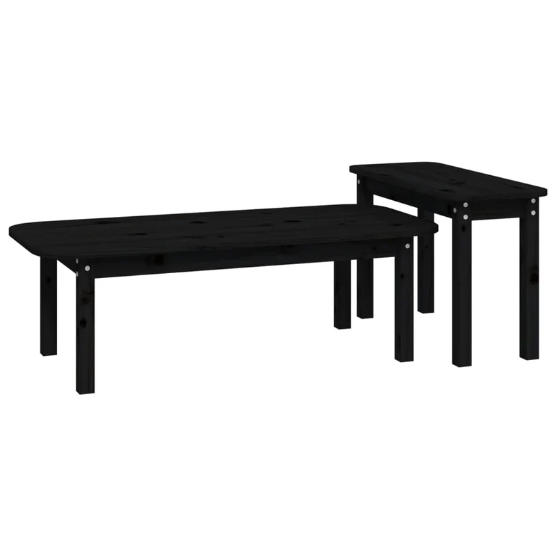 Ensemble de deux tables basses en bois de pin noir DEC031266