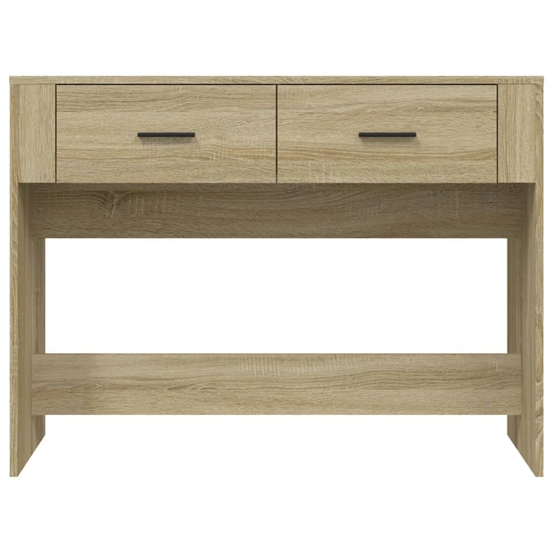 Table console avec deux tiroirs de rangement 100 x 39 x 75 cm bois d'ingénierie couleur chêne DEC031222