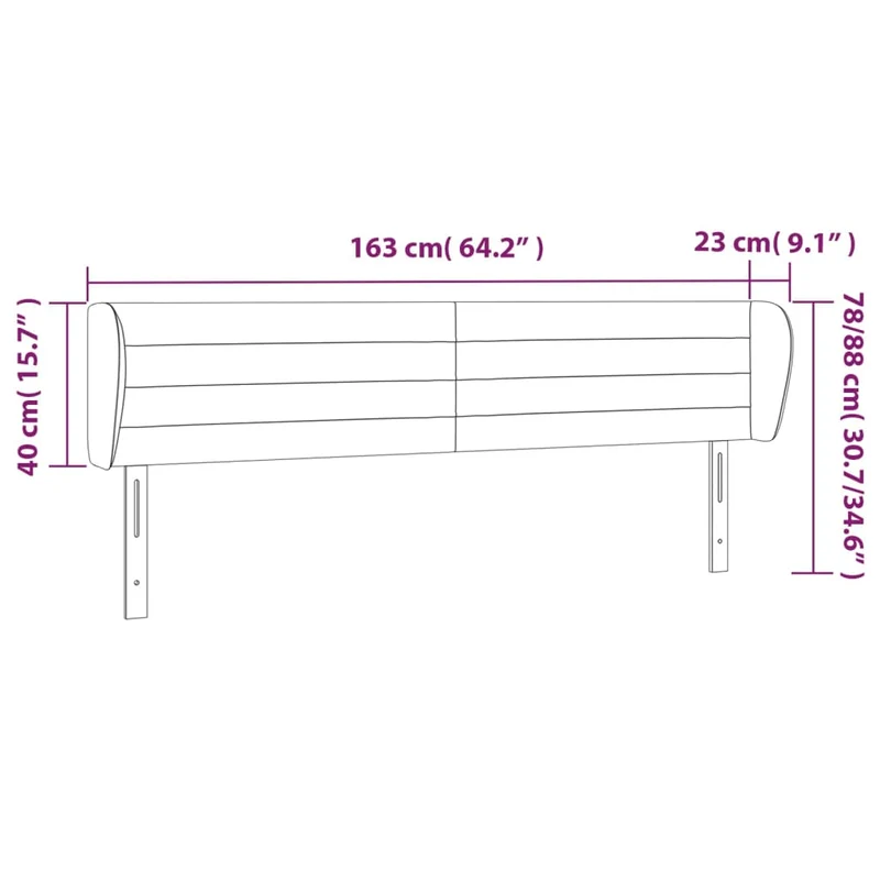 Tête de lit accessoire couchage chambre à coucher meuble avec rebord latéral 163 x 23 x 78/88 cm tissu gris foncé TDL0204974
