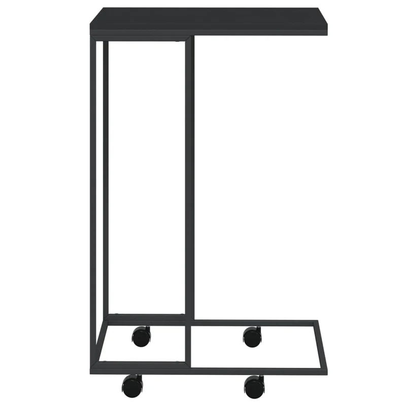Table d'appoint en forme de C sur roulettes 40 x 30 x 63,5 cm bois d'ingénierie noir DEC031296