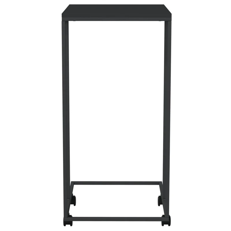 Table d'appoint en forme de C sur roulettes 40 x 30 x 63,5 cm bois d'ingénierie noir DEC031296