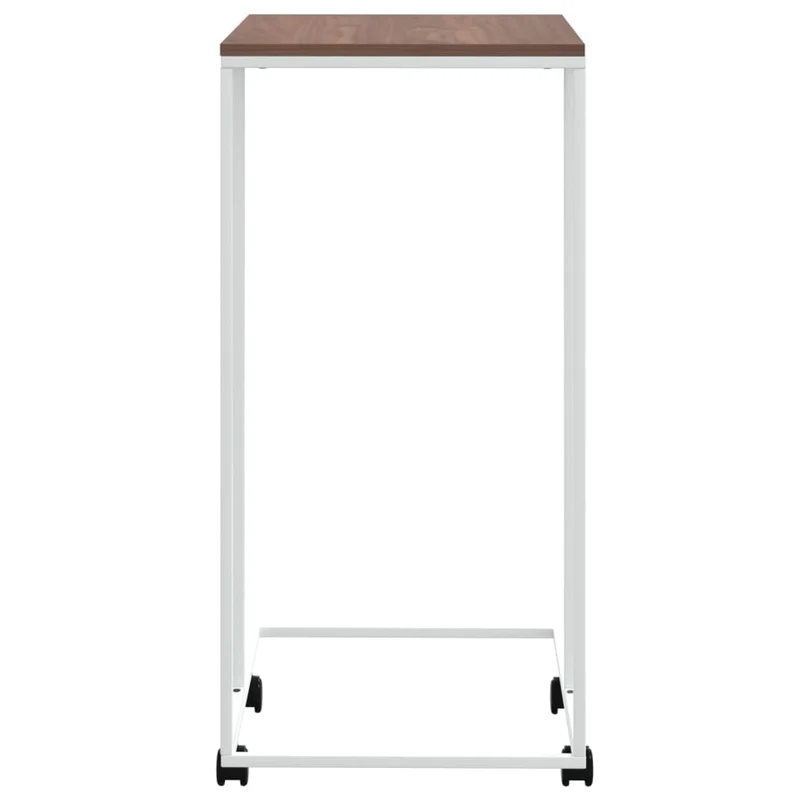 Table d'appoint en forme de C sur roulettes 40 x 30 x 63,5cm bois d'ingénierie et fer blanc DEC031290