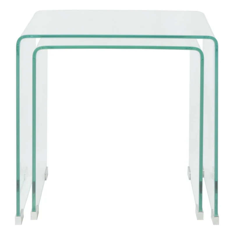Ensemble de deux tables gigognes en verre trempé transparent DEC031275