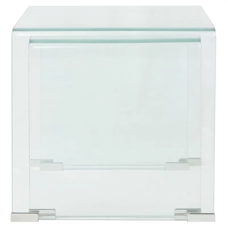 Ensemble de deux tables gigognes en verre trempé transparent DEC031275