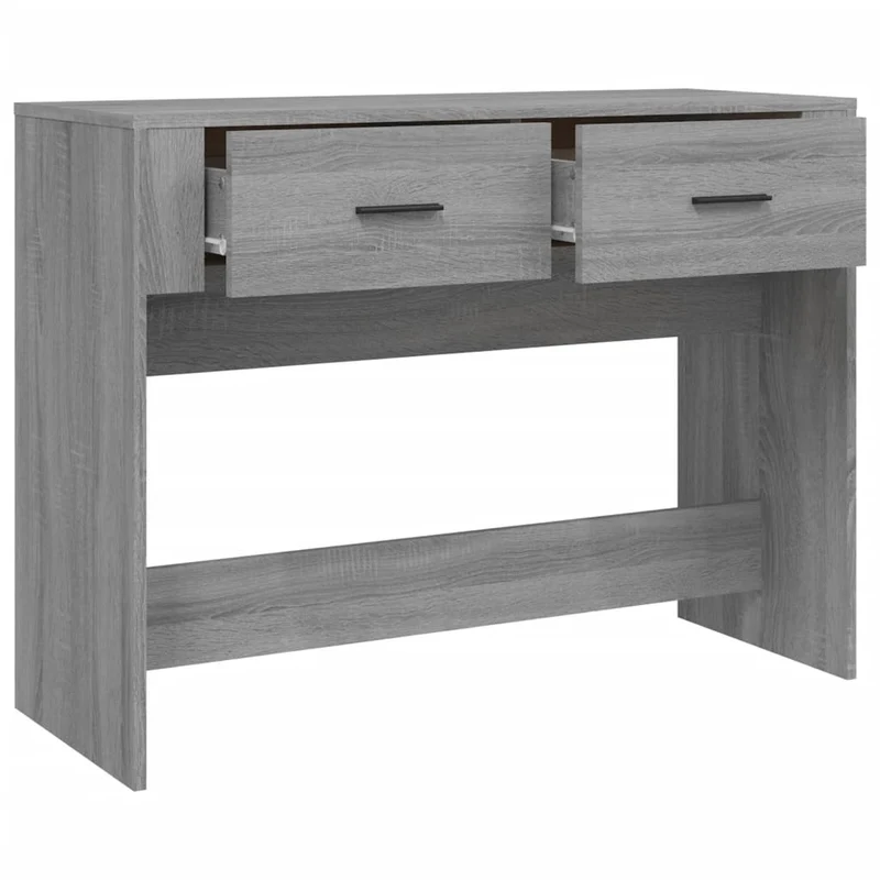 Table console avec deux tiroirs de rangement 100 x 39 x 75 cm bois d'ingénierie gris DEC031225