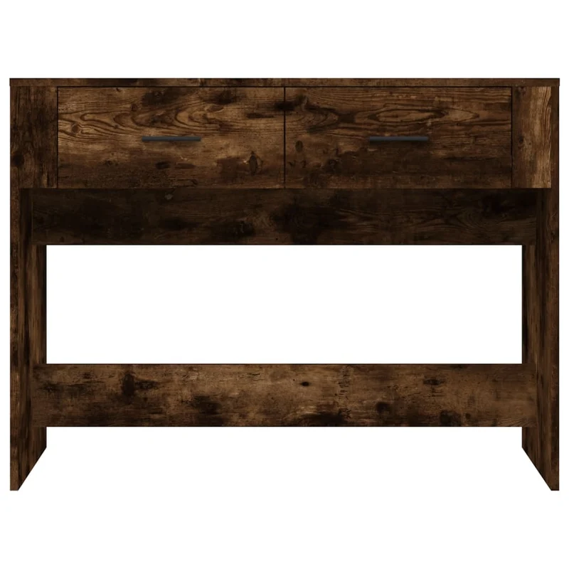 Table console avec deux tiroirs 100 x 39 x 75 cm en bois d'ingénierie marron DEC031220