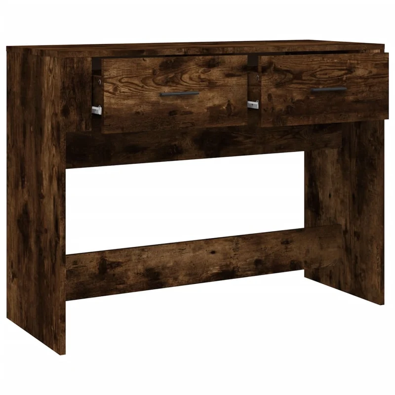 Table console avec deux tiroirs 100 x 39 x 75 cm en bois d'ingénierie marron DEC031220