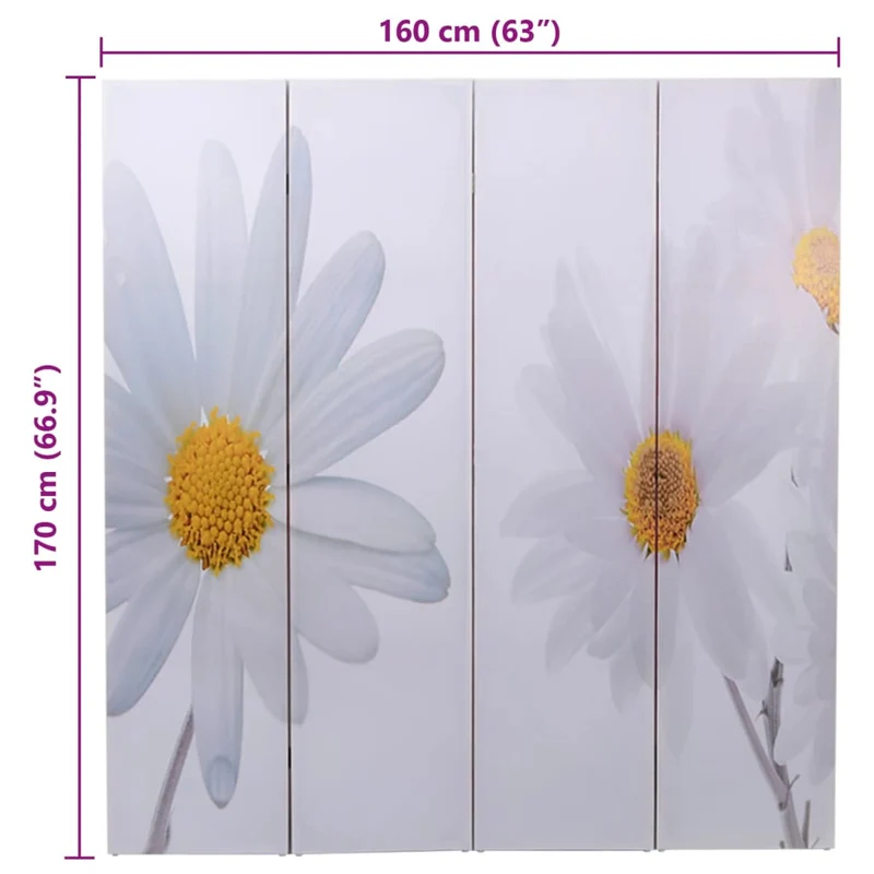 Paravent séparateur de pièce cloison pliable 160 x 170 cm motif fleur multicolore DEC031168