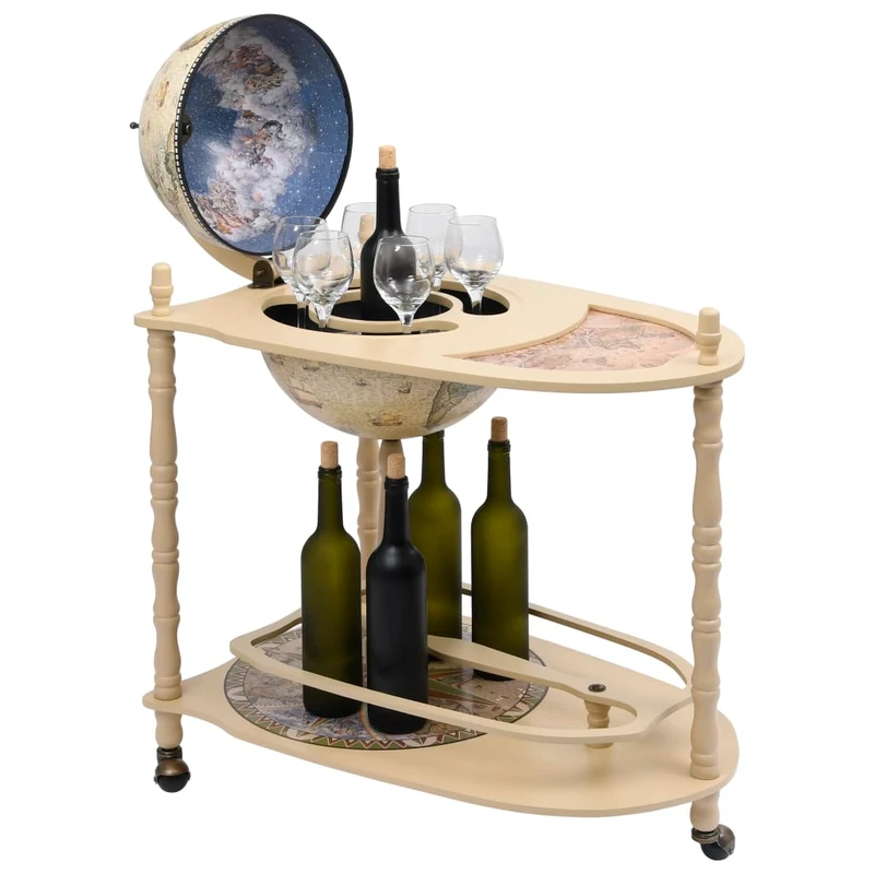 Globe bar support de vin autoportant globe 70 x 45 x 88 cm bois d'eucalyptus vert et blanc DEC024445