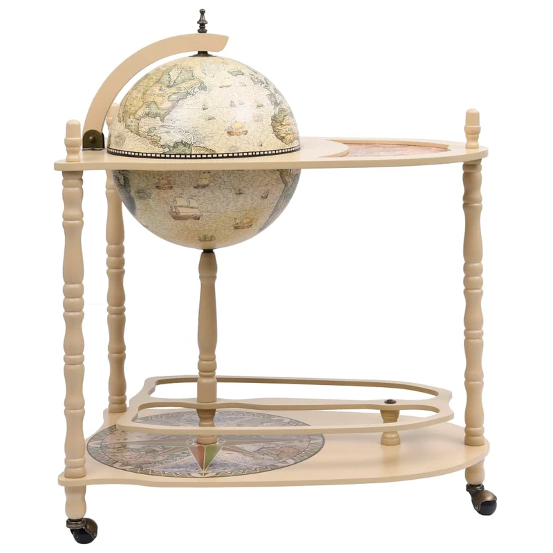 Globe bar support de vin autoportant globe 70 x 45 x 88 cm bois d'eucalyptus vert et blanc DEC024445