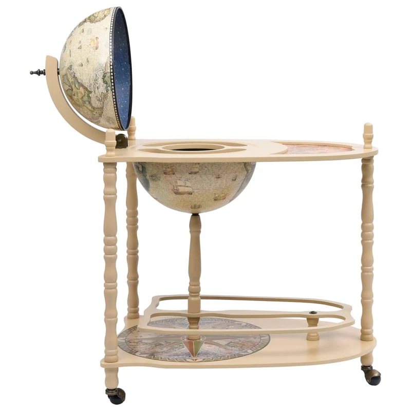Globe bar support de vin autoportant globe 70 x 45 x 88 cm bois d'eucalyptus vert et blanc DEC024445