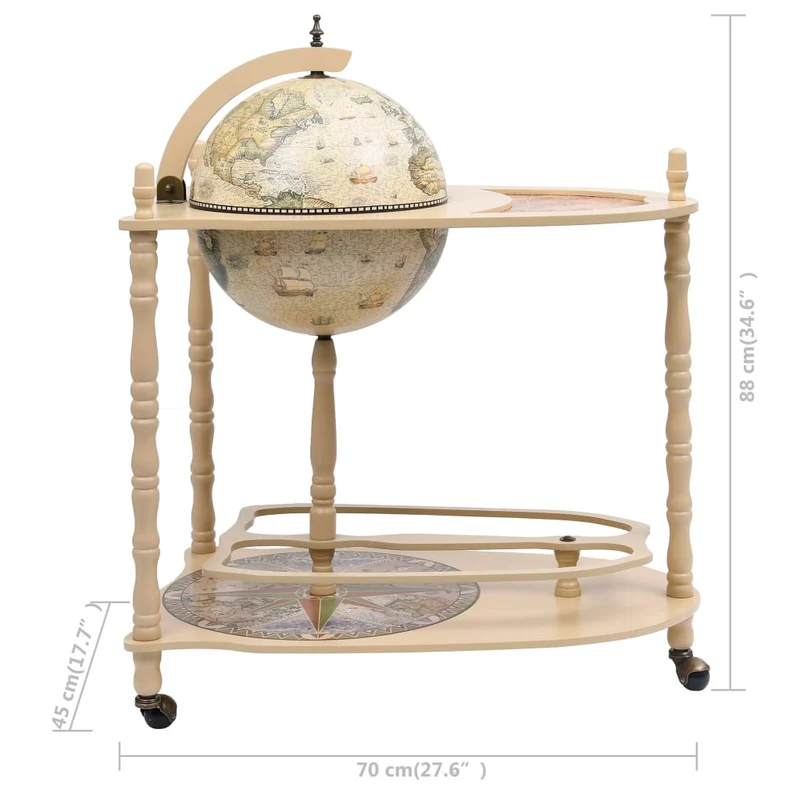 Globe bar support de vin autoportant globe 70 x 45 x 88 cm bois d'eucalyptus vert et blanc DEC024445