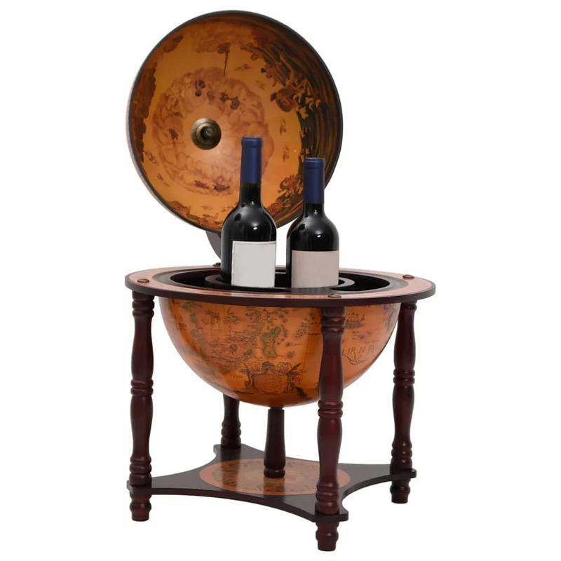 Support à vin bar forme globe marron bois d'eucalyptus massif brun DEC024453