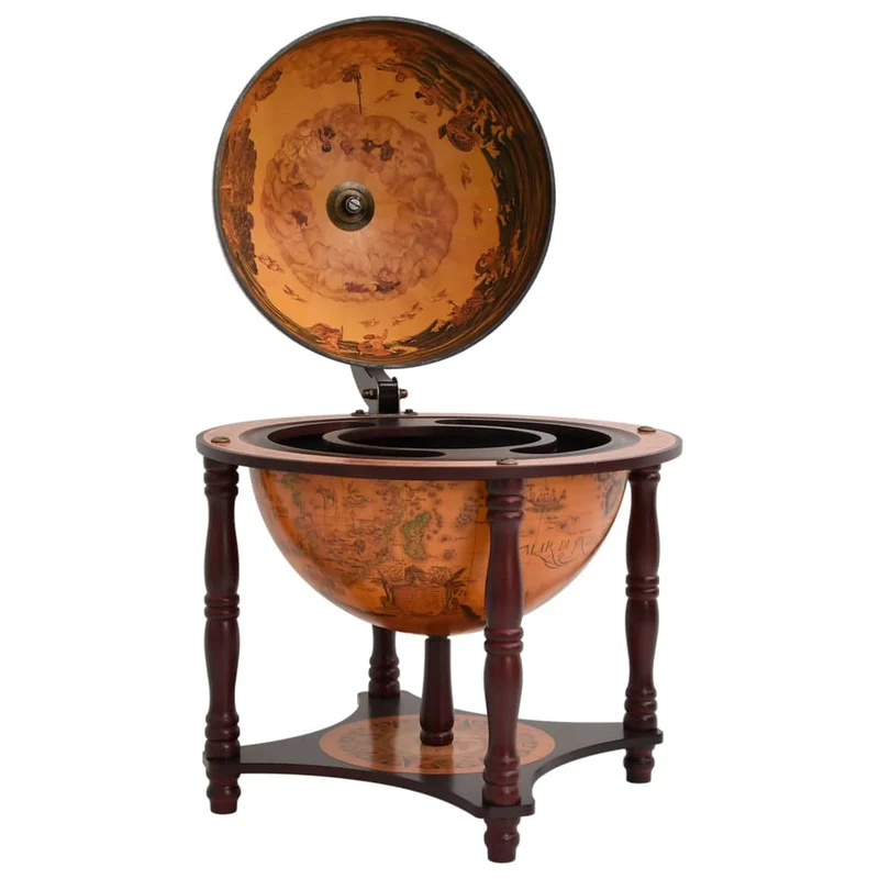 Support à vin bar forme globe marron bois d'eucalyptus massif brun DEC024453