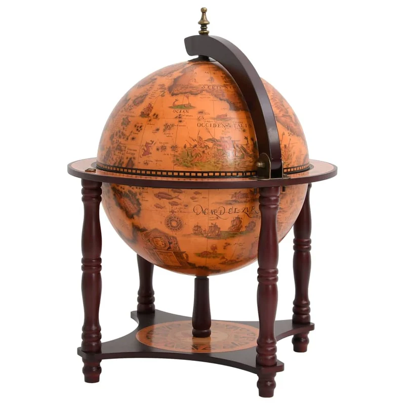 Support à vin bar forme globe marron bois d'eucalyptus massif brun DEC024453