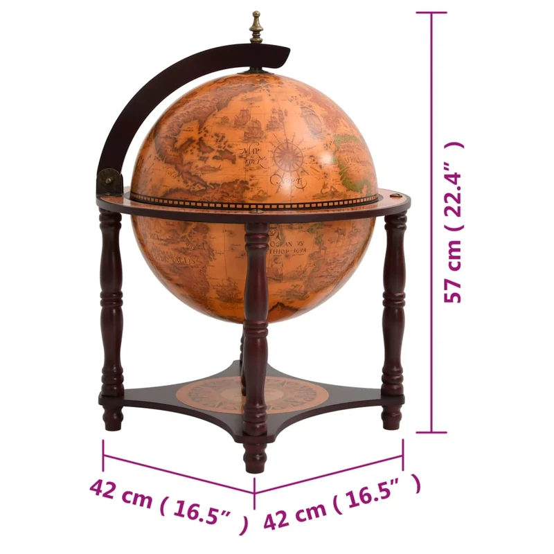 Support à vin bar forme globe marron bois d'eucalyptus massif brun DEC024453