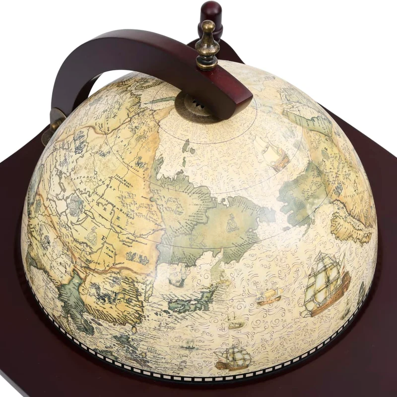 Globe bar support de vin autoportant globe bois d'eucalyptus vert et marron 70 x 45 x 88 cm DEC024446