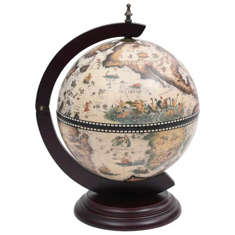 Bar globe support de vin globe de dessus de table bois d'eucalyptus blanc DEC024449