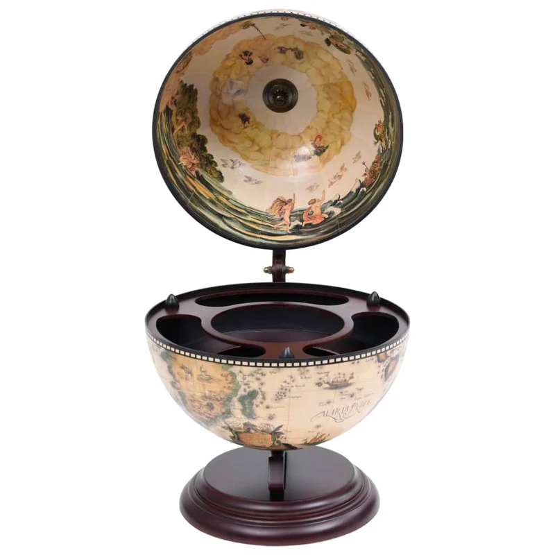 Bar globe support de vin globe de dessus de table bois d'eucalyptus blanc DEC024449