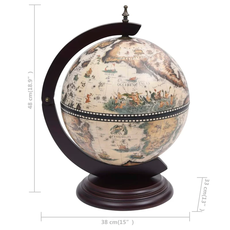 Bar globe support de vin globe de dessus de table bois d'eucalyptus blanc DEC024449