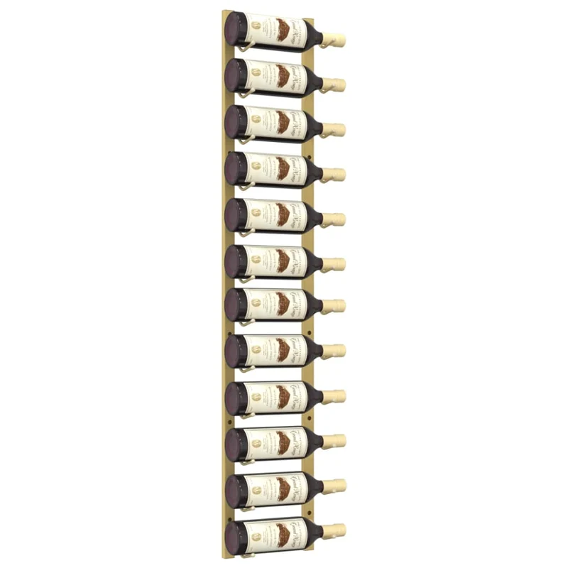 Casier range bouteilles étagère de rangement vin mural pour 12 bouteilles en fer doré DEC024374