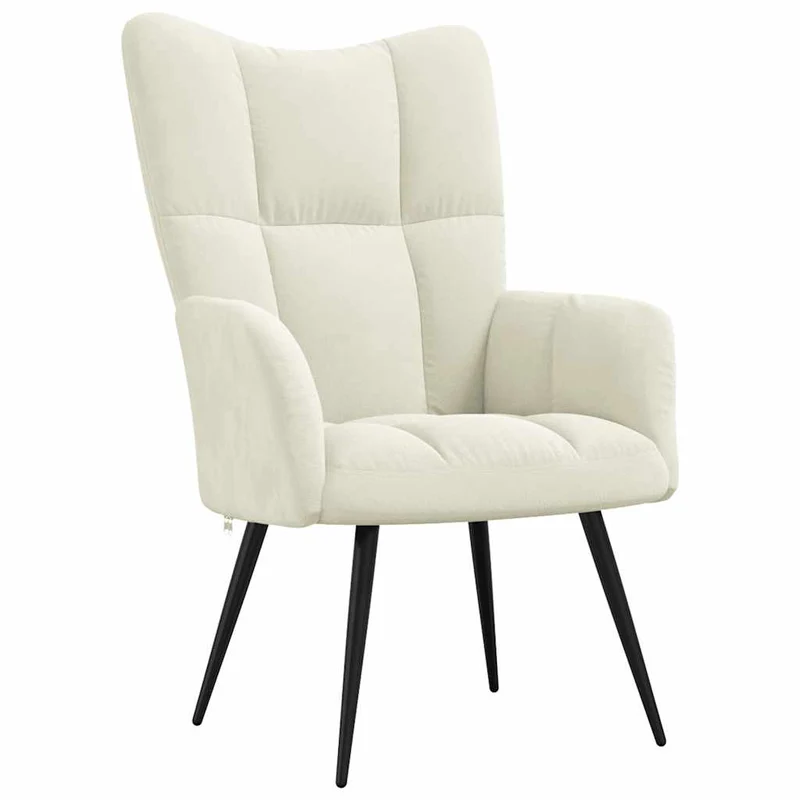 Fauteuil lounge chaise de canapé design moderne avec repose-pieds en velours crème DEC026557