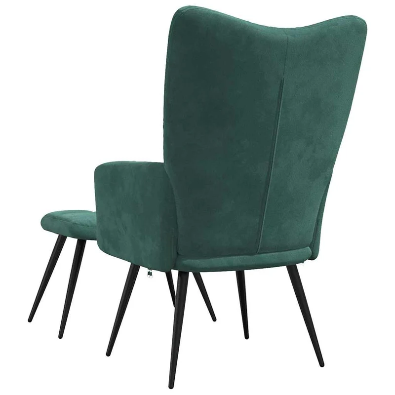Fauteuil lounge chaise de canapé design moderne avec repose-pieds velours vert foncé DEC026630