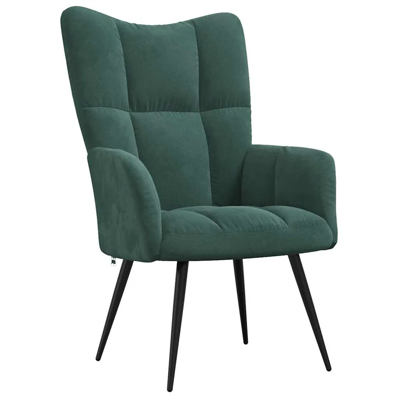 Fauteuil lounge chaise de canapé design moderne avec repose-pieds velours vert foncé DEC026630