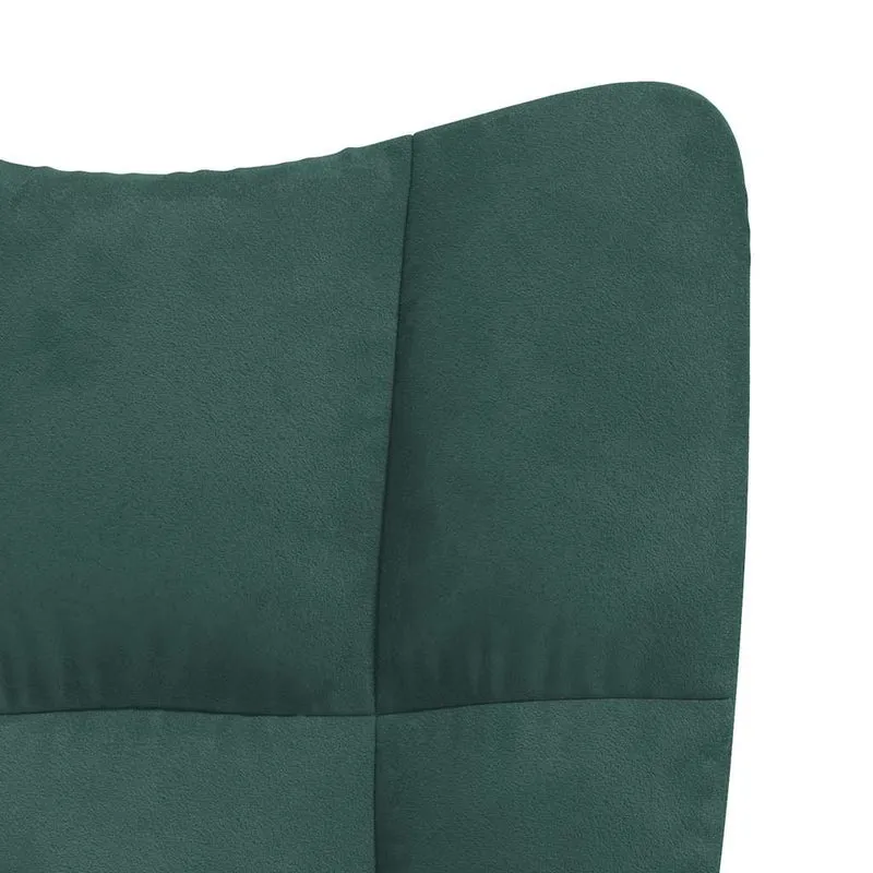 Fauteuil lounge chaise de canapé design moderne avec repose-pieds velours vert foncé DEC026630